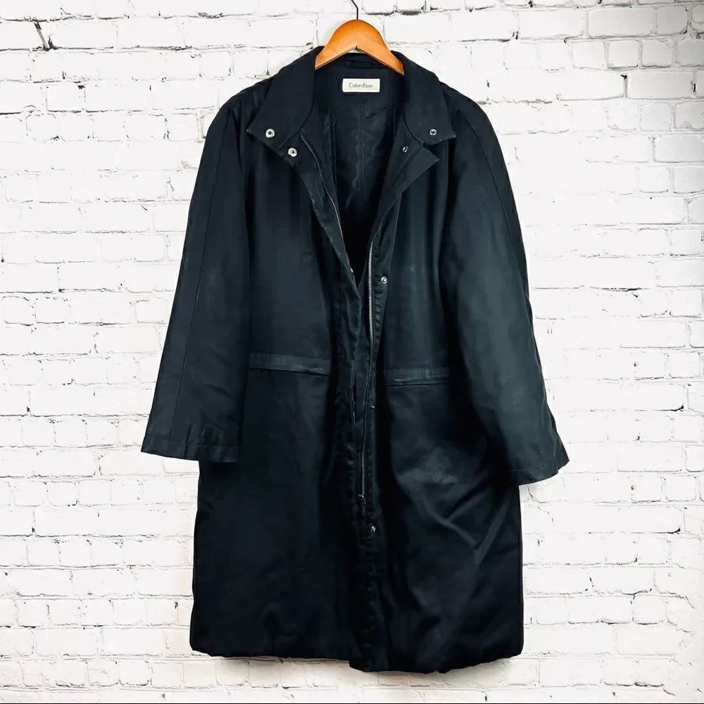Vintage 90s Calvin Klein Quilted Rain Slicker Jacket Insulated Small